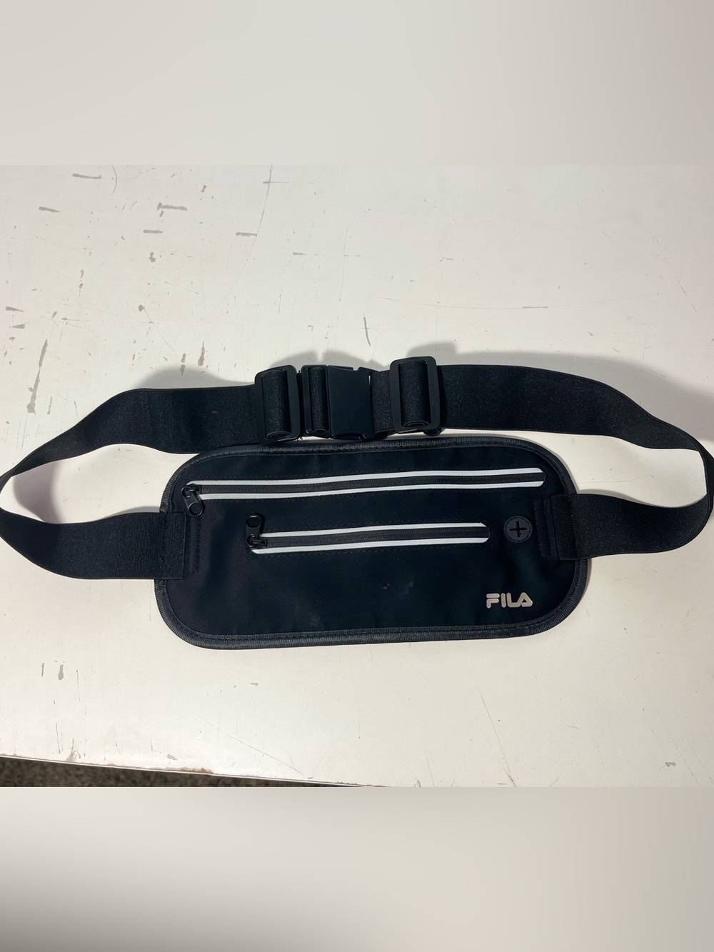 FILA Black Belt Bag with White Trim